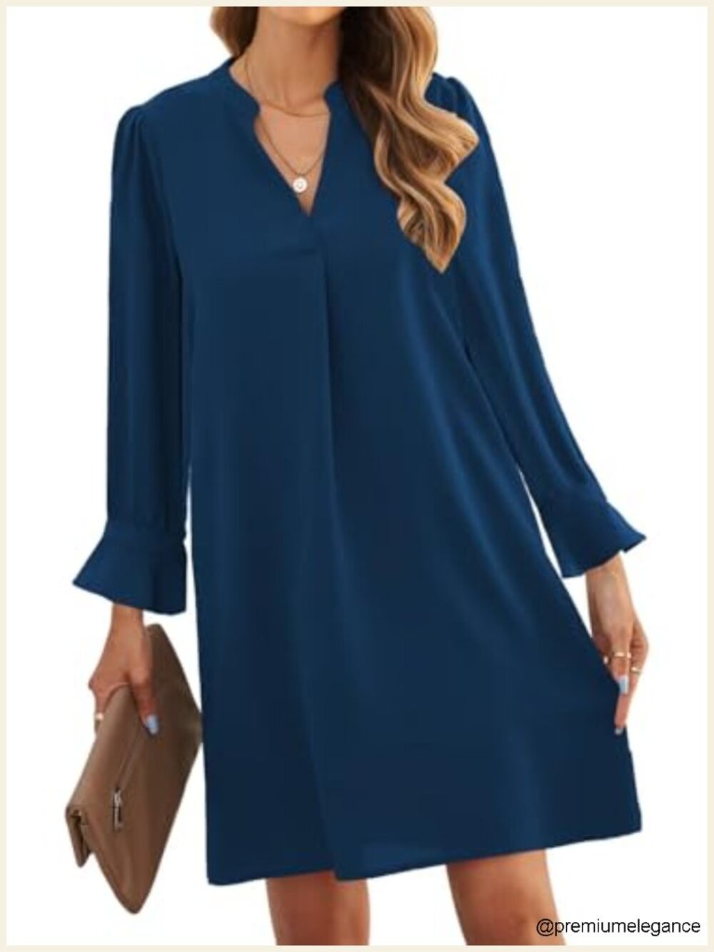 Women's Shift Dress Long Sleeve V Neck Ruffle Sleeve Lightweight Maternity Dress